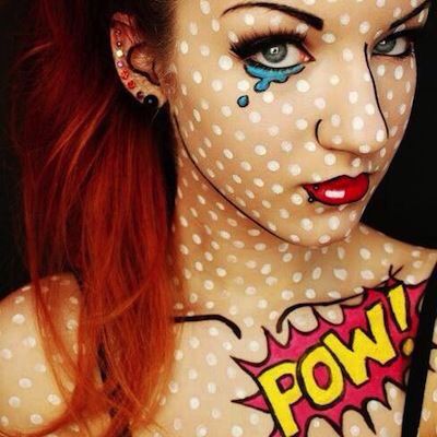 Cartoon make up Maquillage Pin Up, Comic Makeup, Carnaval Make-up, Pop Art Costume, Mardi Gras Makeup, Beautiful Halloween Makeup, Makeup Zombie, Make Carnaval, Halloweenský Makeup