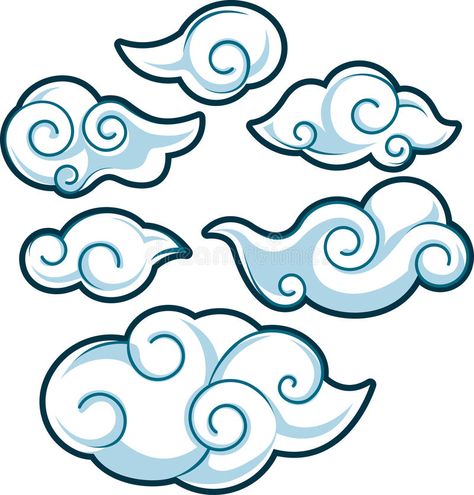 Cloud Illustration, Cloud Tattoo, Muster Tattoos, Cloud Pattern, Cloud Design, Cloud Vector, Japanese Illustration, Wind Waker, Cloud Art