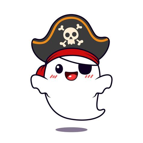 Pirate Ghost, Cute Halloween Ghost, Pirate Halloween, Pirate Hat, Ghost Cartoon, Pirate Hats, Halloween Pictures, Halloween Ghost, Fun Ideas