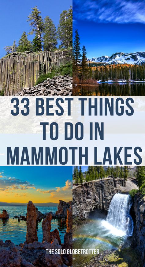 This post is the perfect guide if you are looking for fantastic things to do in Mammoth Lakes, no matter what time of the year. The stunning Eastern Sierra resort town is known for its spectacular mountains, gorgeous lakes, unique hot springs and more. Whether you want to admire the stunning views of the magnificent mountains or enjoy the outdoors or go skiing or take relaxing baths, you will love your time at Mammoth Lakes as there is something for everyone. Things To Do In Mammoth Lakes, Mammoth Lakes California Summer, Things To Do In Mammoth, Mammoth California, California Hiking, Mammoth Lakes California, Camping Usa, Lakes In California, California Hikes