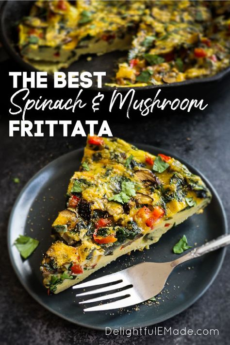 Fritata Recipe Low Calorie, Spinach Mushroom Frittata Recipes, Spinach Mushroom Egg Casserole, Mushroom Frittata Recipes, Fritatta Spinach Mushroom, Frittata Recipes Baked, Spinach Mushroom Frittata, Spinach Frittata Recipes, Fritata Recipe