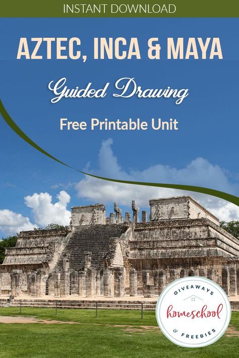 Help your students learn more about three major civilizations in the Western Hemisphere with this FREE Aztec, Inca & Maya Guided Drawing unit. #aztec @hsgiveaways Western Hemisphere Social Studies, History Youtube Channels, Teaching Freebies, 6th Grade Social Studies, Homeschool Freebies, Online Homeschool, History Curriculum, Homeschool Elementary, About History