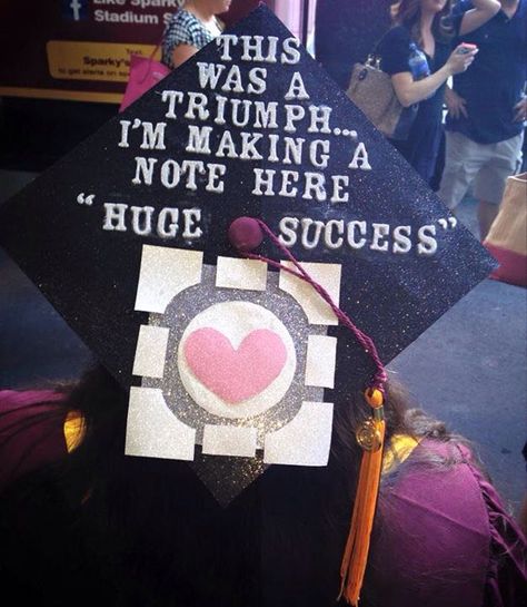 #Portal Graduation Cap Education Graduation Cap, Creative Graduation Caps, High School Graduation Cap, Portal 2, Grad Caps, Cap Decoration, Graduation Cap Designs, Cap Ideas, Graduation Cap Decoration