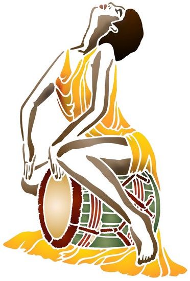 pochoir de Femme créole tambour en plastique très résistant réutilisable à volonté. Fabrication française. Pochoir de qualité. African Women Painting, Arte Jazz, Black Baby Art, Africa Painting, Africa Art Design, African Tattoo, African Women Art, African Dance, Afrique Art