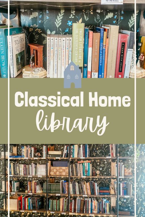 In this post, I’m sharing how we put together our classical home library and the supplies we used we used for this simple diy project.  Creating a cozy and inviting home library is a dream for many book lovers. I hope to share how we built ours for inspiration and practical tips on how to design and build your own cozy space.  We’ve been slowly building up our collection over many years and have incorporated areas of the home for children’s books, and our school books. Best Books For Homeschool Library, Organize Home Library, Diy Home Library, Preschool Math Lessons, Homeschool Library, Classical Home, Kid Friendly Living Room, Classical Homeschool, The Magicians Nephew