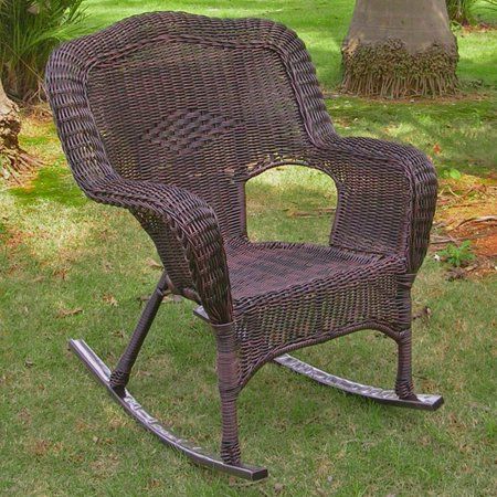 Maui Camelback Resin Wicker/ Steel Outdoor Rocking Chair (Set of 1) Image 6 of 6 Front Porch Styling, Porch Styling, Resin Wicker Patio Furniture, Wicker Rocker, Resin Patio, Wicker Rocking Chair, Porch Rocker, San Tropez, Outdoor Wicker Furniture