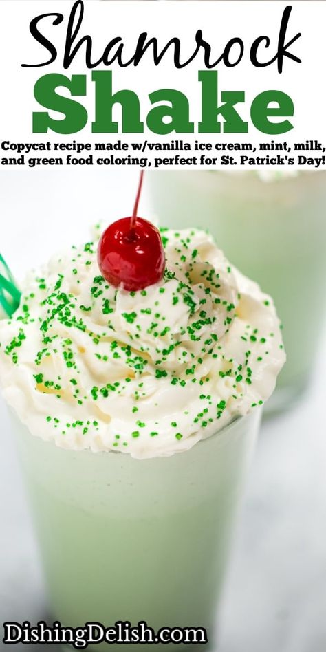 Shamrock Shake Recipe is a copycat of the McDonald's favorite, made with creamy vanilla ice cream, mint extract, milk, and green food coloring, perfect for St. Patrick's Day! Ice Cream Mint, Creamy Vanilla Ice Cream, Shamrock Shake Recipe, Shamrock Shake, Mint Extract, Green Food, Green Food Coloring, Vanilla Ice, Vanilla Ice Cream