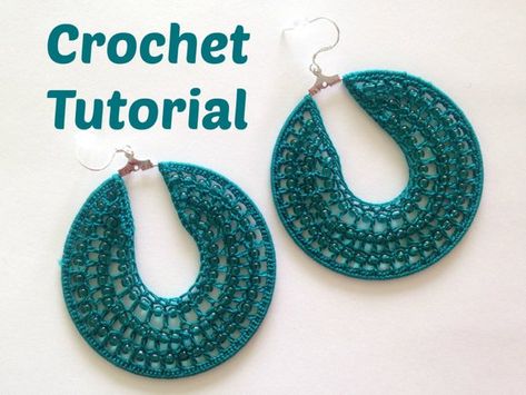 In this instant download pdf photo tutorial you will find a complete guide how to make these pretty boho beaded crochet earrings. This jewelry tutorial comes in the form of a digital file which includes 38 pages of step-by-step instruction along with 62 photos. I have described in detail how you can Diy Earrings Crochet, Crochet Hoop Earrings, Crochet Hoop, Fiber Art Jewelry, Crochet Jewelry Patterns, Crochet Earrings Pattern, Lace Earrings, Crochet Diy, Crochet Instructions