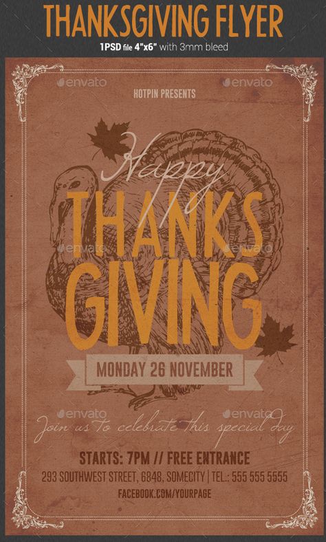 Thanksgiving Flyer Template #Thanksgiving, #Flyer, #Template Thanksgiving Flyer, Holiday Posters, Thanksgiving Poster, Holiday Flyer Template, Photoshop Flyer, Thanksgiving Eve, Pumpkin Template, Giving Day, Halloween Flyer