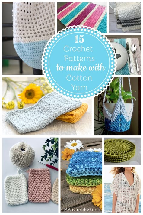 15 Crochet Patterns Using Cotton Yarn | Free crochet pattern round up from Cute As A Button Crochet & Craft #crochetpattern #cottonyarn #caabcrochet Cotton Yarn Projects, Cotton Yarn Patterns, Cotton Crochet Patterns, Cotton Yarn Crochet, Crochet Hot Pads, Crochet With Cotton Yarn, Barefoot Sandal, Cozy Crochet Patterns, Confection Au Crochet