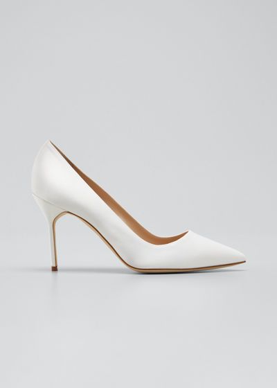 X597Y Manolo Blahnik BB 90mm Satin Stiletto Pumps Manolo Blahnik White, Shoes For Brides, Manolo Blahnik Sandals, Satin Wedding Shoes, Feminine Wardrobe, Manolo Blahnik Heels, Wedding Shoes Bride, Blahnik Shoes, Manolo Blahnik Shoes