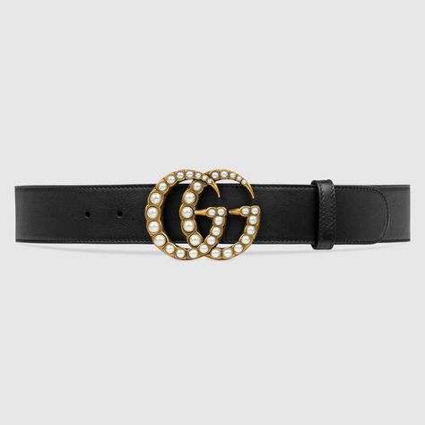 Leather belt with pearl Double G Gucci Belt Outfit, Belt Gucci, Womens Designer Belts, Gucci Leather Belt, Pearl Belt, Gg Belt, Gucci Women, Wide Leather Belt, Beautiful Belts