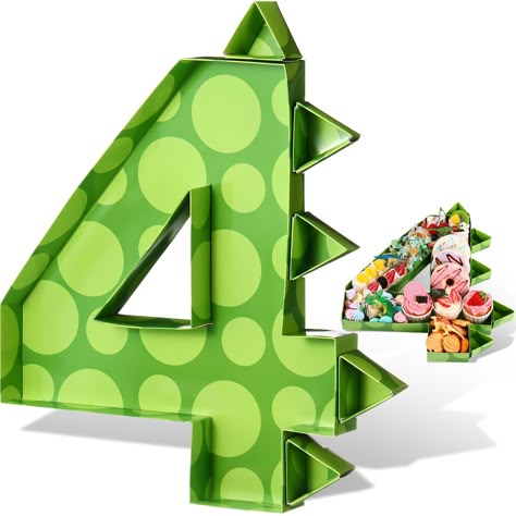 PRICES MAY VARY. Dinosaur Party Supplies: these cute green dinosaur pattern cardboard numbers fillable for food are ideal as table decoration or as decorative boxes for snack dishes on boy's dinosaur birthday bashes, baby shower celebrations, gender reveal parties, and more important day celebrations; We provide 5 triangular boxes for dinosaur horns, will definitely make your party eye catching and more attractive Size Information: with dimensions of approximately 13.7 inches in height, 12 inche Dinosaur Diy Decorations Party Ideas, Three Rex Birthday Party Boy Decorations, Dino Four Birthday Party, Charcuterie Birthday Party, 3 Rex Birthday Party Boy, Toddler Dinosaur Birthday Party, Dino Ranch Birthday Party, Dinosaur 4th Birthday Party, Three Rex Birthday Party Boy