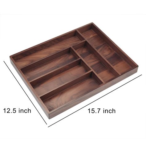 Amazon.com: Black Walnut Kitchen Drawer Organizer, Silverware Organizer, Utensil Holder, Cutlery Tray, 6 Compartments, 15.9 x 12.5 x 1.5 Inches: Gateway Wooden Silverware Holder, Diy Silverware Holder Drawer, Wood Cutlery Holder, Wood Utensil Holder, Wooden Cutlery Tray, Wooden Utensil Holder, Walnut Wood Kitchen, Wooden Silverware, Silverware Storage