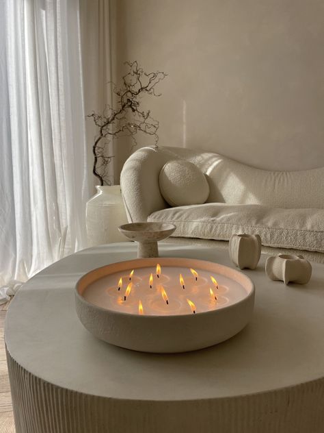 Home Decor With Candles, Lots Of Candles Decor, Candles Interior Design, Candles Room Aesthetic, Candles Coffee Table, Candles Living Room, Candle Living Room, Candle Interior, Wax Aesthetic