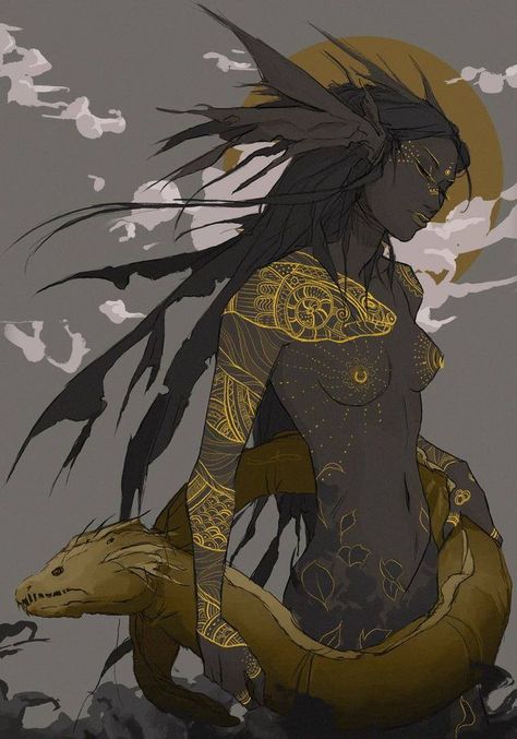 Demi God Oc, God Oc, Demi God, Dnd Art, Afro Art, Fantasy Inspiration, Creature Art, Dark Fantasy Art, Fantasy Character Design