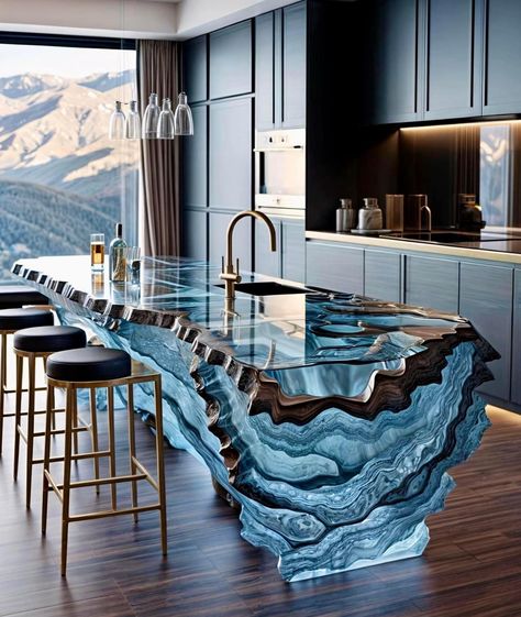 زجاج ملون, Modern Kitchen Design Luxury 2020, Luxury House Interior Design, Home Inspo, Modern Kitchen Design Luxury, Gorgeous Kitchens, Design Your Dream House, Counter Tops, Dream Decor