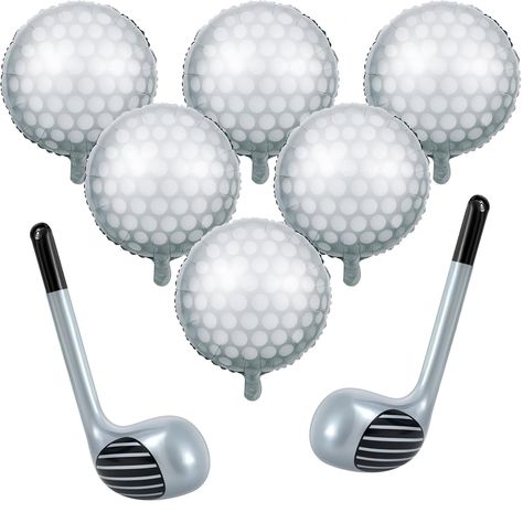 PRICES MAY VARY. Golf Party Decorations: includes 6 pcs of 18 inches golf ball balloons and 2 pcs of golf club balloons approx. 31.5 x 9.84 inches/ 80 x 25 cm before inflation, providing ample quantity to meet your golf themed party decoration needs; They represent the golf theme and add a touch of excitement to your celebrations, enhancing the atmosphere and making it more vibrant Playful and Engaging Gold Design: these golf balloons are specifically designed for golf enthusiasts, creating a fe Golf Themed Pool Party, Golf Tournament Decorations, Golf Themed Party, Ball Balloons, Golf Baby Showers, Homecoming Floats, Golf Party Decorations, Birthday Party Decorations For Adults, Golf Baby