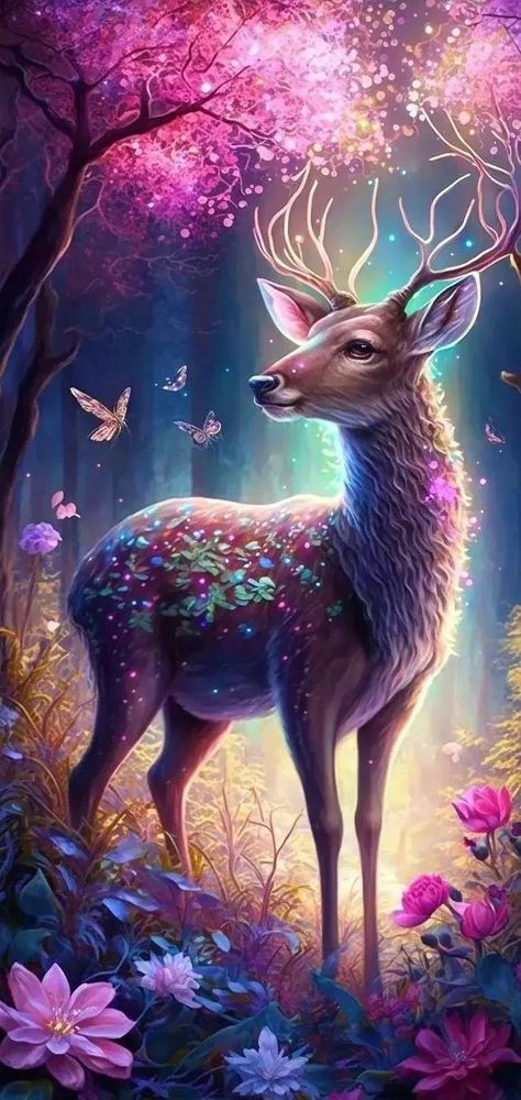 Mystical Wallpaper Iphone, Cute Dragon Drawing, Deer Wallpaper, Deer Drawing, Animal Printables, Mystical Animals, Best Nature Wallpapers, Cute Fantasy Creatures, Cute Animals Images