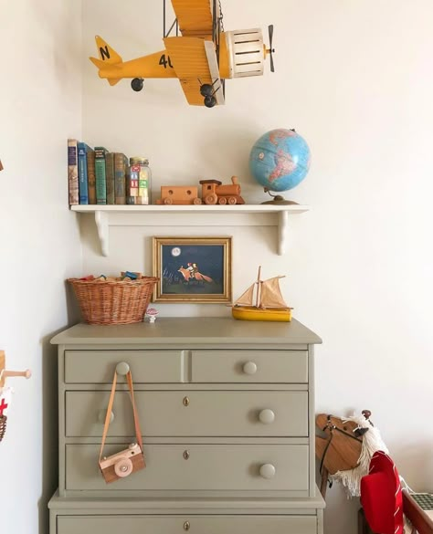 I was going through my old photos last night and trying to delete a bunch to have more space on my phone 🙈 I stumbled across some of my… | Instagram Playroom Ideas Vintage, Christopher Robin Bedroom, Fun Kids Room Ideas, Highland Cottage, Vintage Nursery Boy, Vintage Boys Room, Vintage Kids Room, Toddler Boy Room Decor, Big Boy Bedrooms