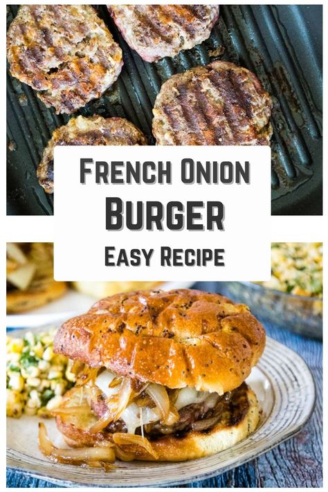 French Onion Burger, Burger, Burger Recipes, Burger Ideas, Cheeseburger, Beef, Beef Recipes, French Onion, Onion, Onion Recipes, French Burger Recipes, French Onion Burgers, French Onion Burger, Onion Burger Recipe, Onion Burgers, Burger Ideas, Recipes French, Low Carb Burger, Onion Burger