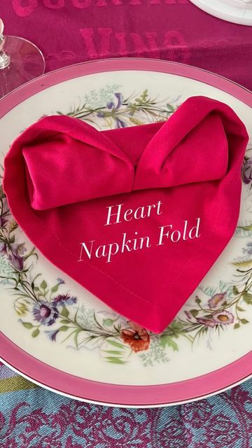 Table Decor For Valentines Day, Tea Party Napkin Folding Ideas, Folding Wedding Napkins, Napkin Folding Tutorial Step By Step, Valentine Dinner Decor, Valentine Napkin Folding Ideas, Napkin Folding Ideas Valentines Day, Valentine Napkin Folding, Party Napkin Folding Ideas