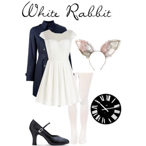 It says "white rabbit" but I'm not opposed to going out as a rabbit that's been tested on in a lab with abrasions and such... Morbid? It's a social message Easy White Rabbit Costume, Alice Costume Ideas, White Rabbit Costume Diy, White Dress Costume Ideas, Rabbit Inspired Outfit, White Rabbit Costume, Halloween Alice In Wonderland, White Rabbit Costumes, Alice In Wonderland White Rabbit