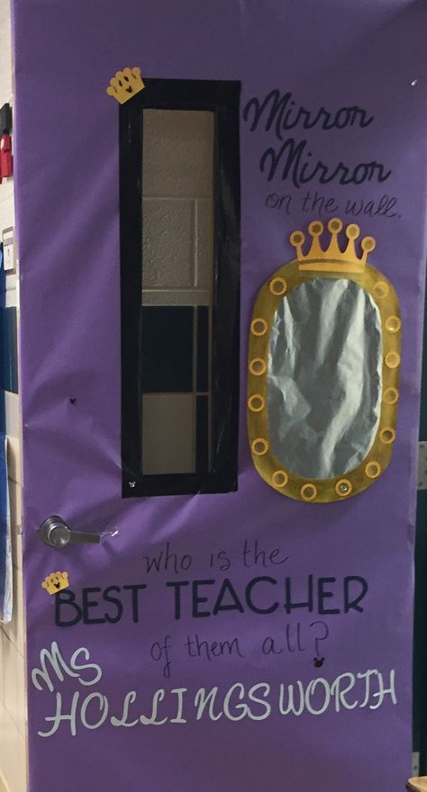 Teacher appreciation door decoration. Disney loving teacher. Teacher Of The Year Door Decorations, Disney Teacher Appreciation Week Door, Disney Doors Classroom, Snow White Classroom Door, Teacher Appreciation Disney Theme, Snow White Bulletin Board, Disney Teacher Door Decorations, Disney Homecoming Decorations, Disney Themed Door Decorations