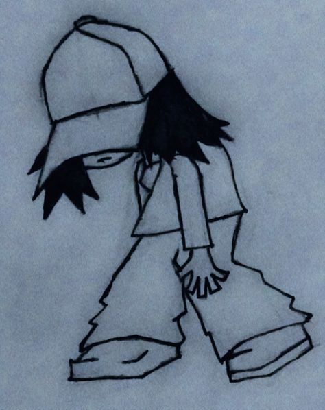 Midwest Emo Drawing, Punk Drawings Easy, Grunge Illustration Art, Y2k Art Style Sketch Pencil, Grudge Drawings Aesthetic, Wierdcore Grunge Drawings, Emo Girl Drawing Sketches, Swag Drawings Easy, Grunge Art Sketches People