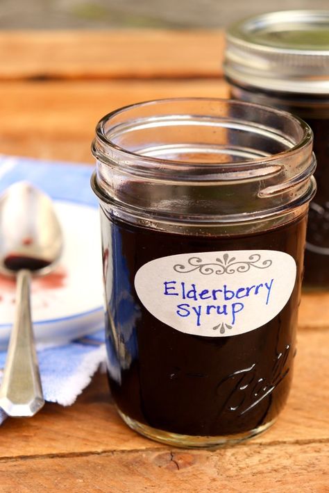 This easy-to-make syrup is my go-to remedy for fighting colds and flu, and it's less expensive and better tasting that conventional medicines. For best relief, take it at first sign of a virus. A daily dose may also be taken as a preventative measure. Gummies Recipe, Food Innovation, Dried Berries, Iced Tea Recipes, Elderberry Syrup, Ginger And Honey, The Fountain, Raw Honey, Main Course