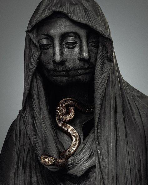 Hedi Xandt | Look, Sisters, A Visitor The Hecate Relic Mask 3D print edition that’s currently „up for grabs“ on my website is part of this sculpture I… | Instagram Occultist Aesthetic, Stretched Face, Hedi Xandt, Dark Sculpture, Mask 3d Print, Hecate Statue, Mask Art, Deep Art, May 1st