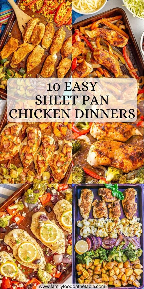 Sheet pan chicken dinners make it a breeze to get a well-rounded meal on the table without a lot of effort. Check out these 10 delicious sheet pan dinners for tons of different flavor ideas your family will love! Best Sheet Pan Dinners, Sheet Pan Dinners Healthy, Easy Sheet Pan Dinner, Easy Sheet Pan Dinners, Sheet Pan Suppers, Sheet Pan Dinners Recipes, Recipe Sheets, Meals Recipes, Pan Dinners