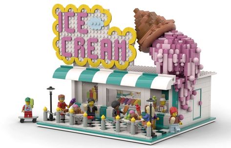 Giant Ice Cream, Micro Lego, Shop Lego, Cream Aesthetic, Ice Cream Parlor, Best Ice Cream, Minecraft Building, Building Techniques, Ice Pops