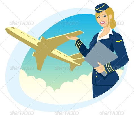 Air Travel - Travel Conceptual Flight Attendant Drawing Easy, Flight Attendant Drawing, Superhero Background, Superhero City, Superhero Silhouette, Angel Vector, Superhero Family, Christmas Tree Background, Air Hostess