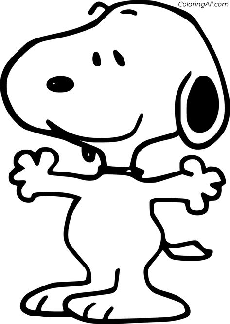 56 free printable Snoopy coloring pages, easy to print from any device and automatically fit any paper size. Snoopy Coloring Pages, Snoopy Happy Dance, Snoopy Drawing, Charlie Brown Characters, Snoopy Dance, Peanut Gallery, Snoopy Images, Peanuts Cartoon, Peanuts Snoopy Woodstock