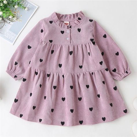 Newborn Frocks Designs, Kids Cotton Frocks Design, Long Sleeve Fall Dress, Frock Designs For Girl, Cotton Frocks For Kids, Full Sleeves Design, Stylish Baby Girls, Simple Frock Design