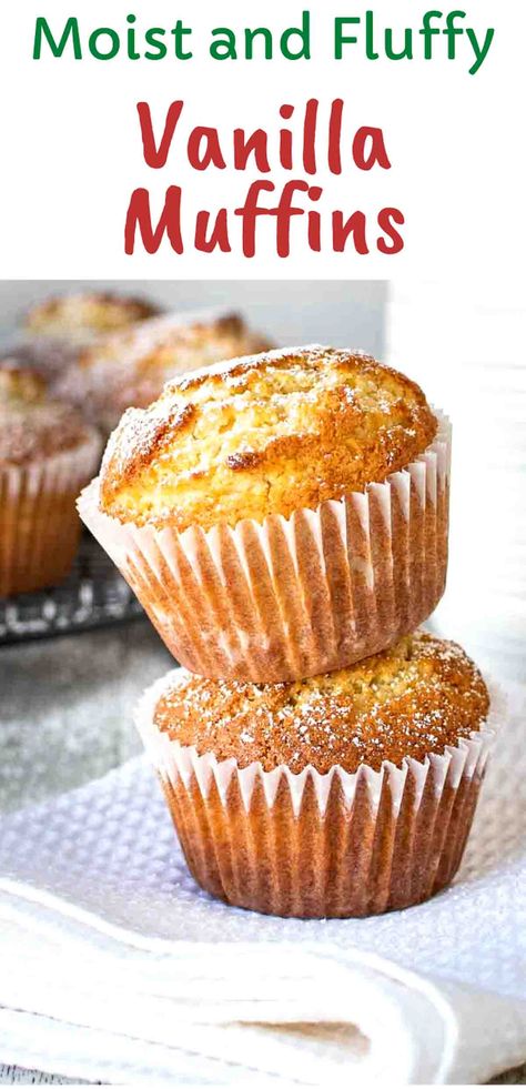 This easy Vanilla Muffin recipe is loaded with sweet and fragrant vanilla flavor. I have been making this recipe for many years and it never fails to impress. #VanillaMuffins #VanillaMuffinsRecipe #MuffinRecipe Easy Vanilla Cupcakes Recipe, Cake Flour Muffins, Recipes With Vanilla Extract, Healthy Vanilla Muffins, Easy Vanilla Muffin Recipes, Muffin Recipes Vanilla, Vanilla Muffins Recipe Easy, Easy Vanilla Muffins, Vanilla Muffins Moist