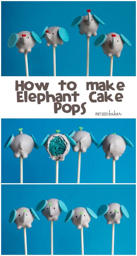 You're going to love creating these at home. Learn How to make Elephant Cake Pops for a baby shower or birthday celebration. Baby Shower Kuchen, Elephant Cake Pops, Elephant Cake, Elephant Cakes, Baby Shower Cake Pops, Elephant Party, Baby Elefant, Cake Pop Recipe, Elephant Birthday