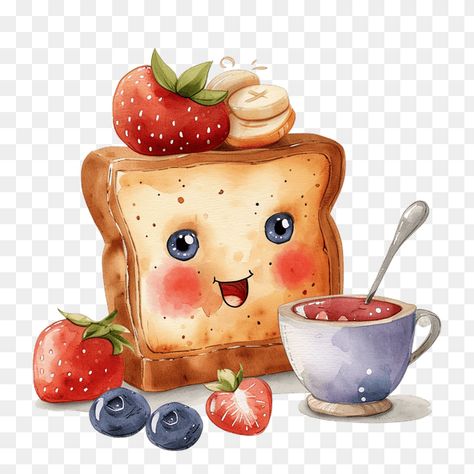 Cute Cartoon Toast Breakfast Clipart Cute Toast Drawing, Toast Drawing, Breakfast Clipart, Cute Toast, Wedding Ring Clipart, Cartoon Chicken, Food Clipart, Colorful Illustration, Breakfast Toast