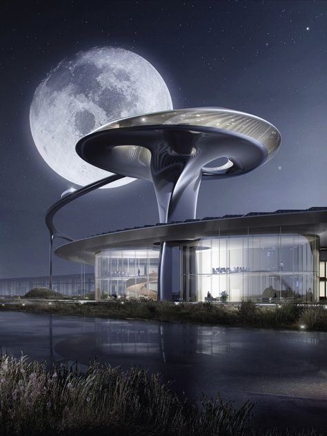 Gallery of MAD Architects Designs Futuristic Headquarters for the "World’s Fastest-Accelerating Electric Car" - 4 Neo Futurism, Faraday Future, Mad Design, Mad Architects, Architect Logo, Campus Design, Architecture Company, Natural Ventilation, Glass Facades