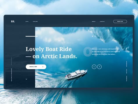 #8 Shots for Practice minimalism clean ui ux blue welcome screen ocean sea boat homepage slider Bio Pool, Travel Website Design, Website Design Trends, Graphisches Design, Modern Website Design, Ui Design Website, Publicidad Creativa, Web Ui Design, Website Design Layout