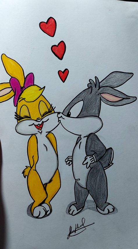 Lola And Bugs, Bugs Bunny Drawing, Bugs Drawing, Pencil Drawings Of Animals, Bunny Drawing, Cute Panda Wallpaper, Cute Bedroom Decor, Bugs Bunny, Cute Panda