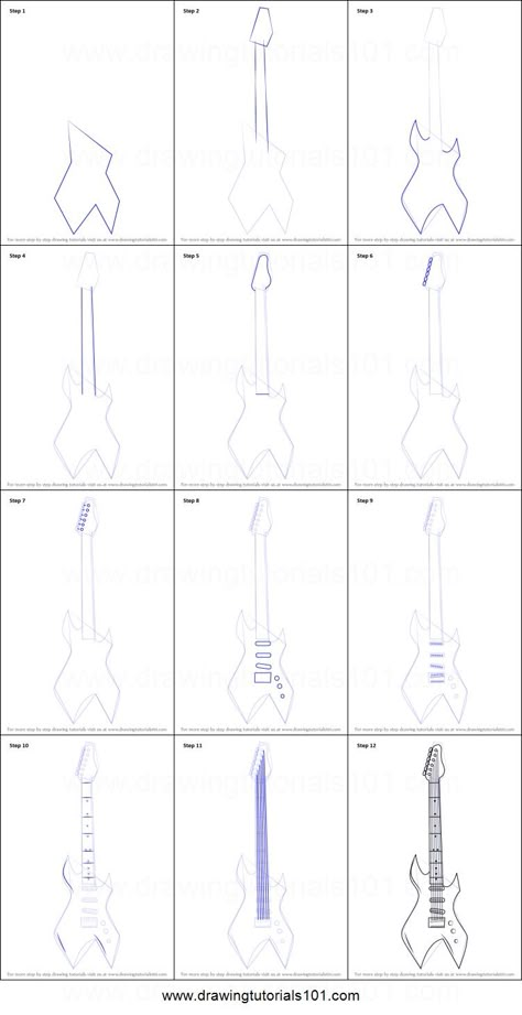 Electric Guitar Drawing Sketches Pencil, Guitar Drawing Easy Step By Step, Guitar Drawing Tutorial, Electric Guitar Drawing Easy, How To Draw Electric Guitar, How To Draw A Guitar Step By Step, Guitar Drawing Step By Step, How To Draw Guitar, Electric Guitar Drawing Sketches