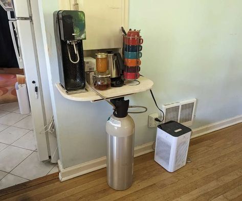 Sodastream Hack, Soda Stream Recipes, Soda Bar, Honey Do List, Diy Drinks, Soda Stream, We Buy Houses, Drink Station, Carbon Dioxide