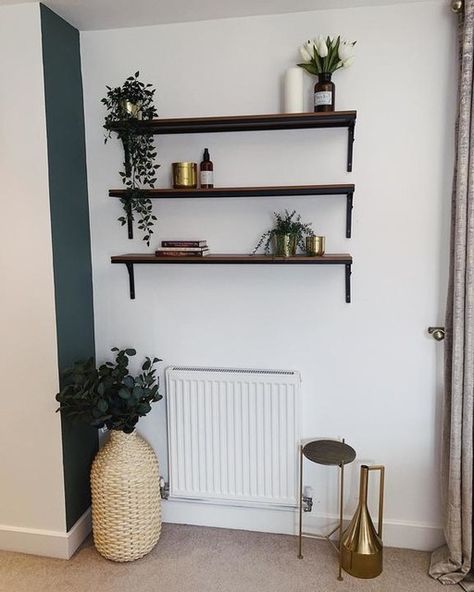 Ikea Fjalbo, Ikea Fjallbo, Rustic Wall Shelf, Gold Monkey, Wall Shelf Black, Plants Vases, Bedroom Details, Rustic Wall Shelves, Room Corner