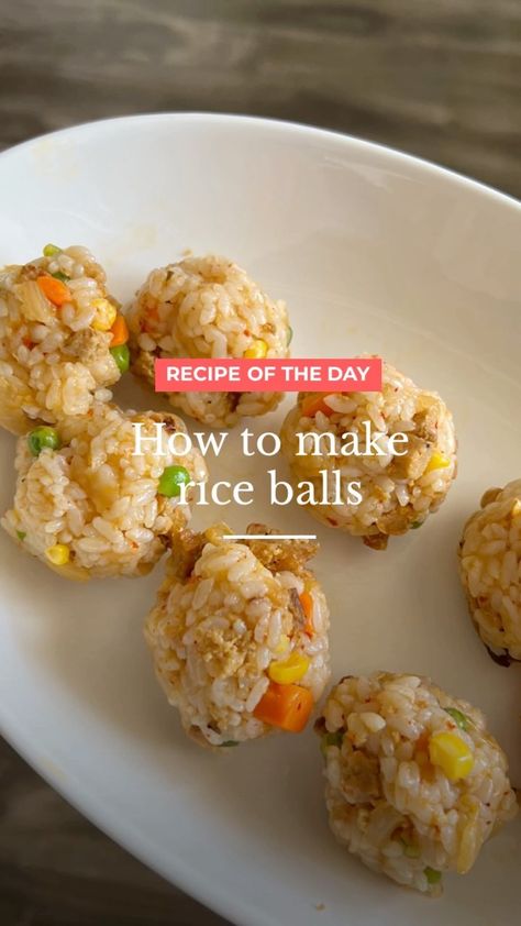 Rice Balls For Baby, Rice Ball Shaker Recipes, Blw Rice Balls, Fried Rice Ball, Toddler Rice Balls, Shrimp Rice Balls, Sticky Rice Balls Recipe, Rice Blw, How To Make Rice Balls