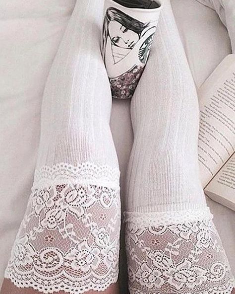 Lace Stockings, Lace Leggings, Legging Outfits, Lace Socks, Over The Knee Socks, Thigh High Socks, Women Socks, Thigh High Stockings, Mini Short