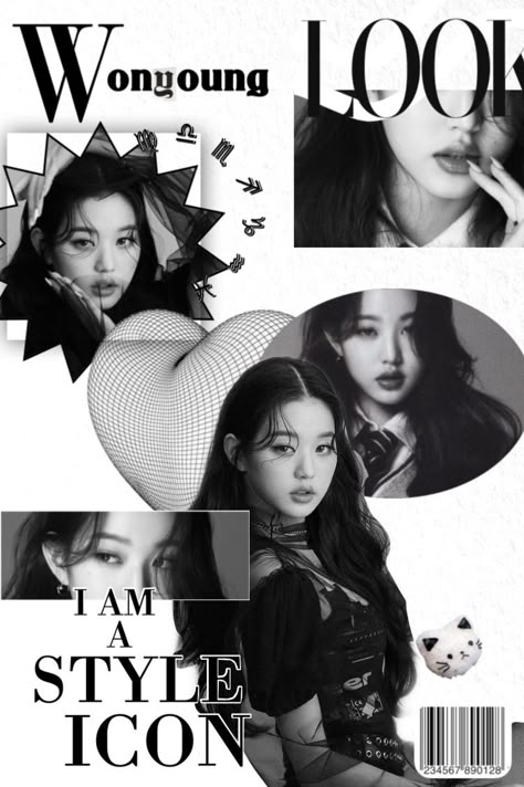 Grey Kpop Poster, Wonyoung Poster Print, Kpop Posters Aesthetic Black And White, Ive Aesthetic Poster, Wonyoung Poster Edit, K Pop Posters Aesthetic, Ive Poster Edit, Black And White Kpop Posters, Kpop Wallprints