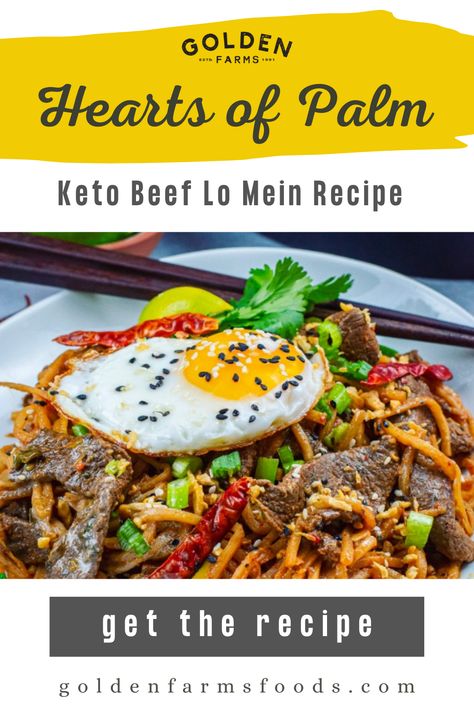 If you’re looking for delish meat recipe, this healthy Keto Beef Lo Mein Recipe using Golden Farms Hearts of Palm Spaghetti should be on your top list. Sliced Sirloin, Beef Lo Mein Recipe, Beef Lo Mein, Lo Mein Recipe, Lo Mein Recipes, Keto Beef, Liquid Aminos, Gluten Free Soy Sauce, Hearts Of Palm