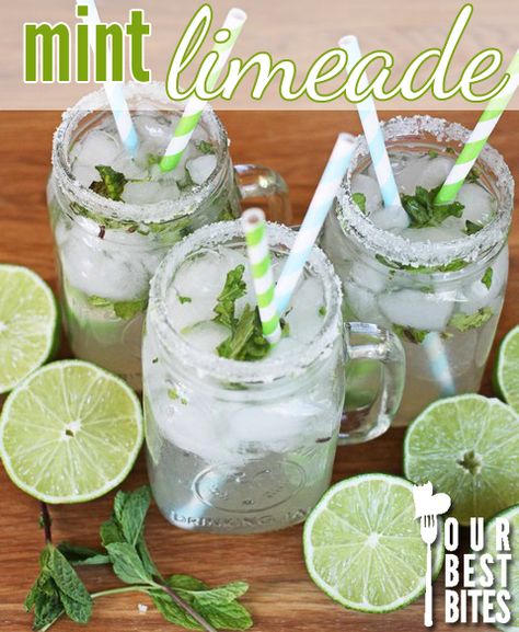 Cafe Rio copycat mint limeade recipe from Our Best Bites Mint Limeade Recipe, Mint Limeade, Rio Party, Glace Fruit, Limeade Recipe, Cafe Rio, Our Best Bites, Mint Lemonade, Non Alcoholic Cocktails